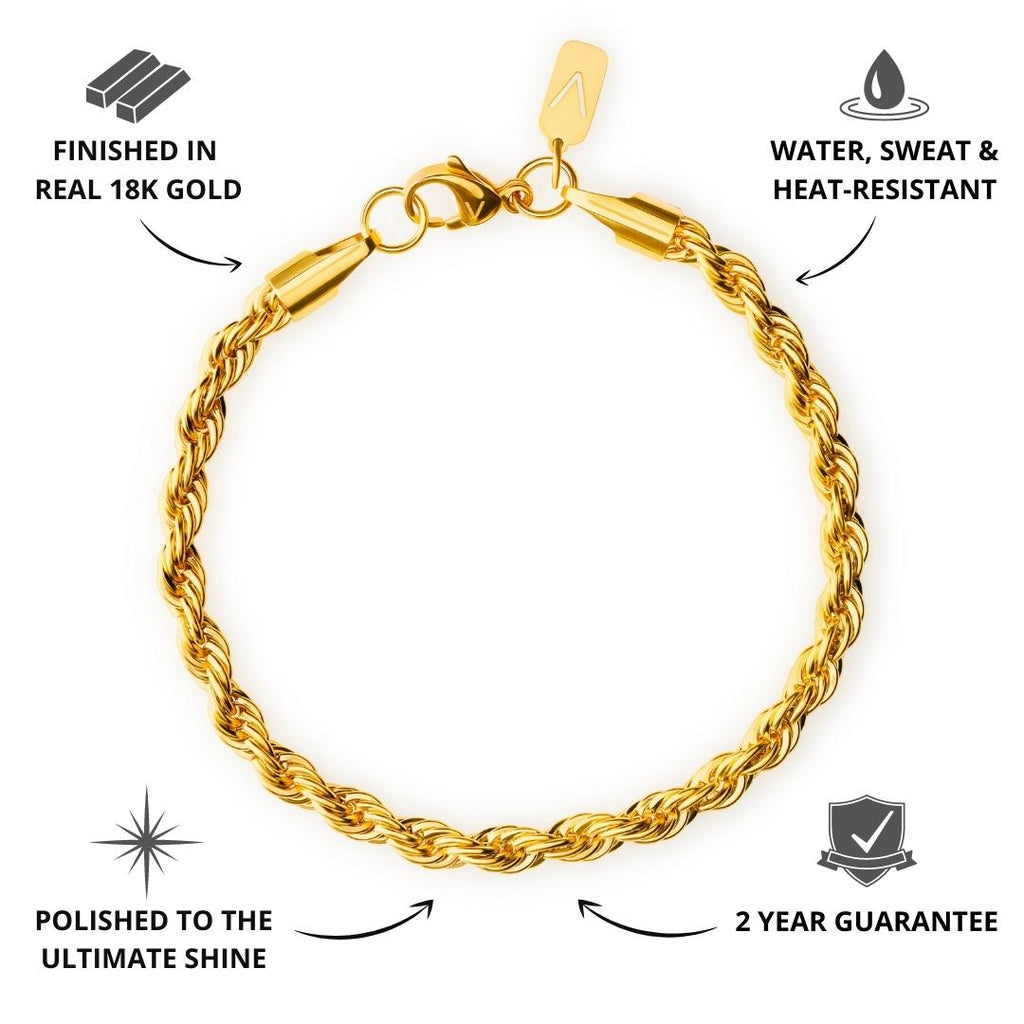 Gold 5mm Rope Bracelet – FAMED GOODS