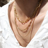 Cable, Paperclip & Box Layered Necklace Set Gold - VIRAGE London