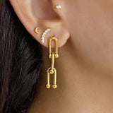 Chunky U Link Earrings Gold - VIRAGE London