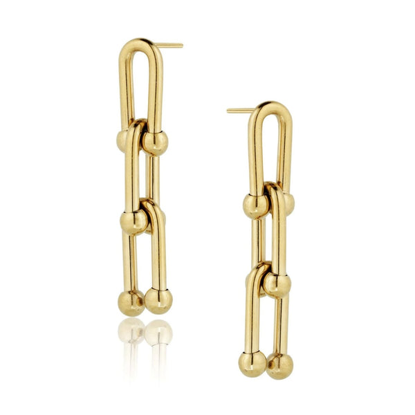 Chunky U Link Earrings Gold - VIRAGE London