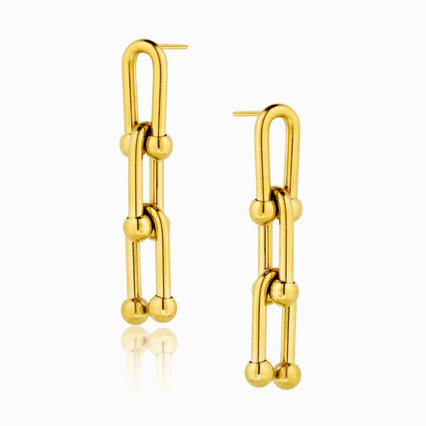 Chunky U Link Earrings Gold - VIRAGE London