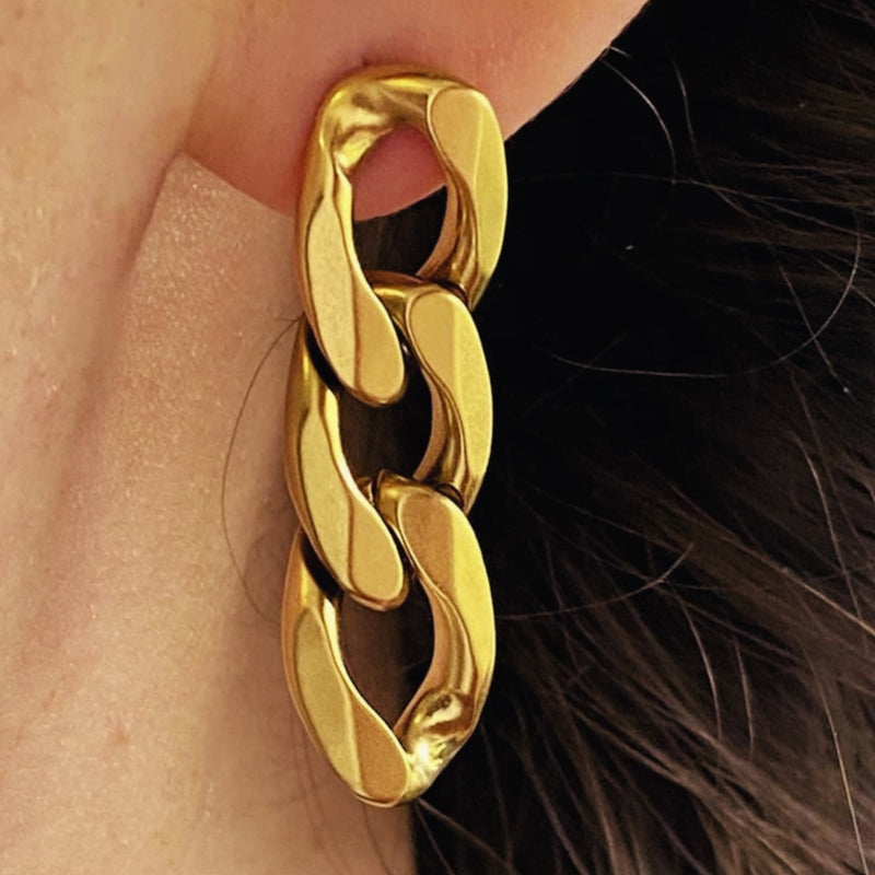 Cuban Earrings Gold - VIRAGE London