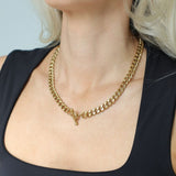 Cuban T-Bar Chain Necklace Gold - VIRAGE London