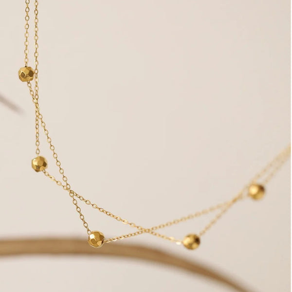 Double Hexagonal Beaded Necklace Gold - VIRAGE London