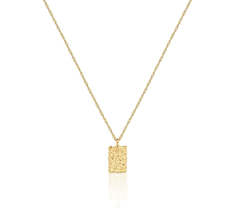 Hammered Rectangle Pendant Necklace Gold - VIRAGE London