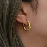 Hammered Oval Hoop Earrings Gold - VIRAGE London