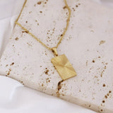 Sunburst Rectangle Pendant Necklace Gold - VIRAGE London