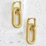 Ribbed Double Hoop Earrings Gold - VIRAGE London