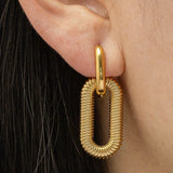 Ribbed Double Hoop Earrings Gold - VIRAGE London