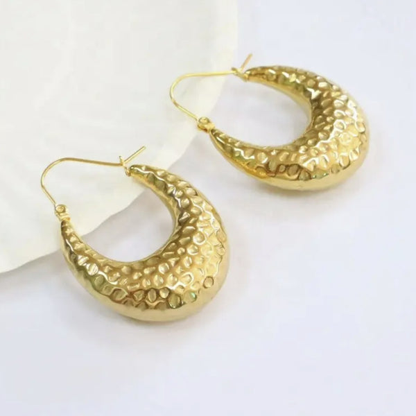 Statement Hammered Hoop Earrings Gold - VIRAGE London