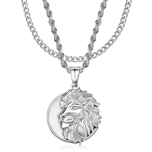 Silver Lion Pendant Limited Edition & Cuban Chain Set - VIRAGE London, 6101