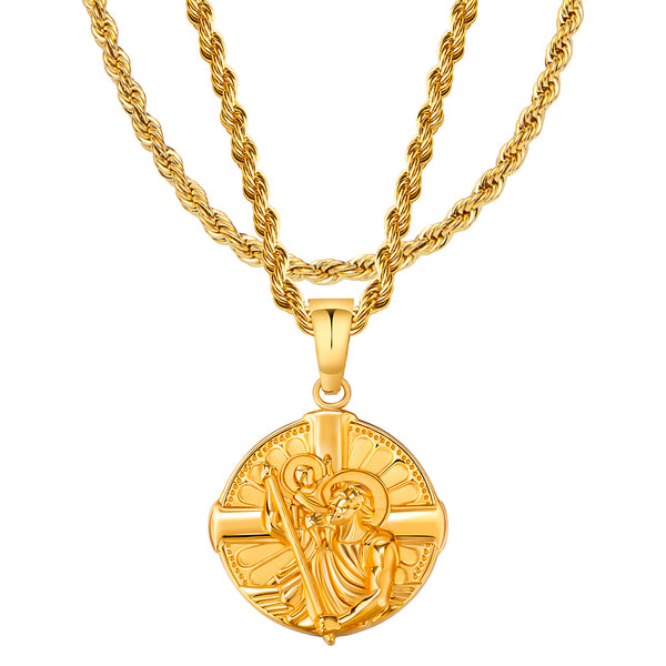Gold St Christopher Pendant Limited Edition & Rope Chain Set - VIRAGE London, 5701