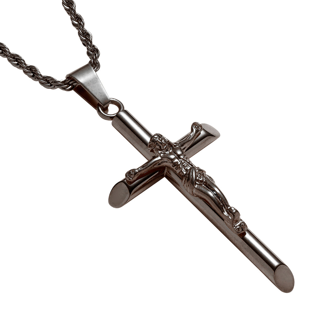 Men's Gun Metal Crucifix Pendant | VIRAGE London