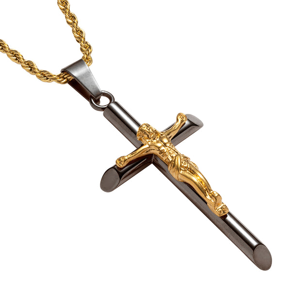 Kelly's Medium Light Wood Crucifix Necklace - Ad Crucem