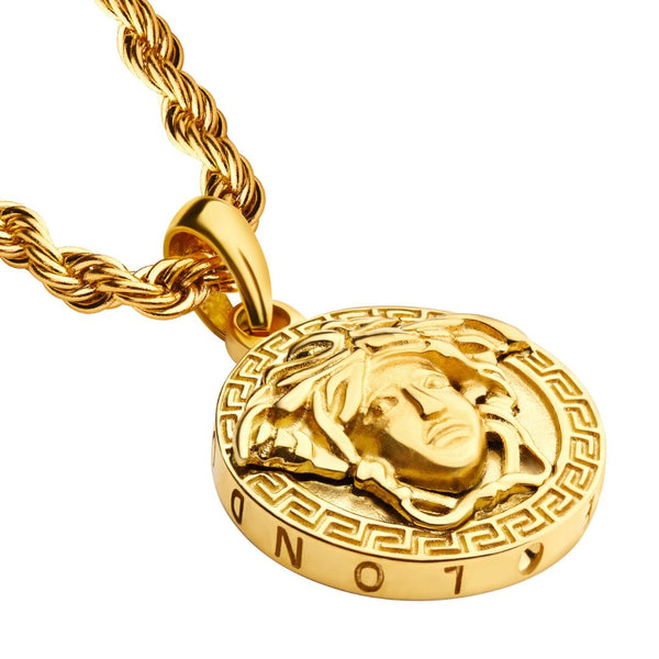 Gold medusa shop pendant necklace