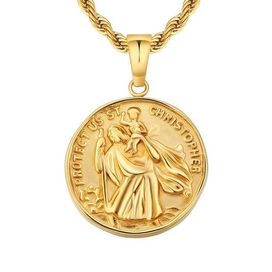 Gold St Christopher Pendant - VIRAGE London